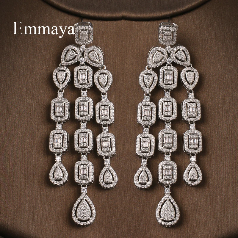 

Emmaya Noble Geometry Shape Tassel Earring For Female Fashion Jewelry With AAA Zirconia Wedding Party Dress-Up