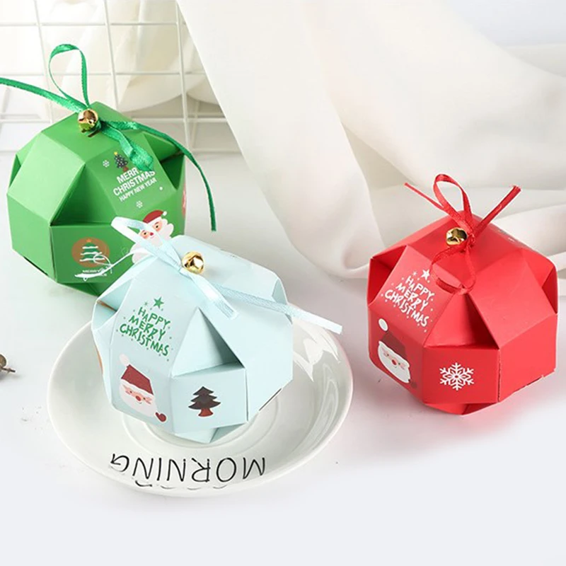 10pcs Christmas Paper Boxes Kids Treats Candy Box Bag Navidad New year Christmas Home Decoration Natal Gift Bags Kerst Noel