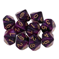 10pcs Ancient 10 Sided Dice D10 16mm Dices for Dungeons D&D RPG Board Games & Math Supply