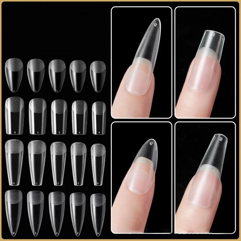 120Pcs/Set False Nails  Elastic   Nail Extension Tip Seamless Ladder Shaped False Nails