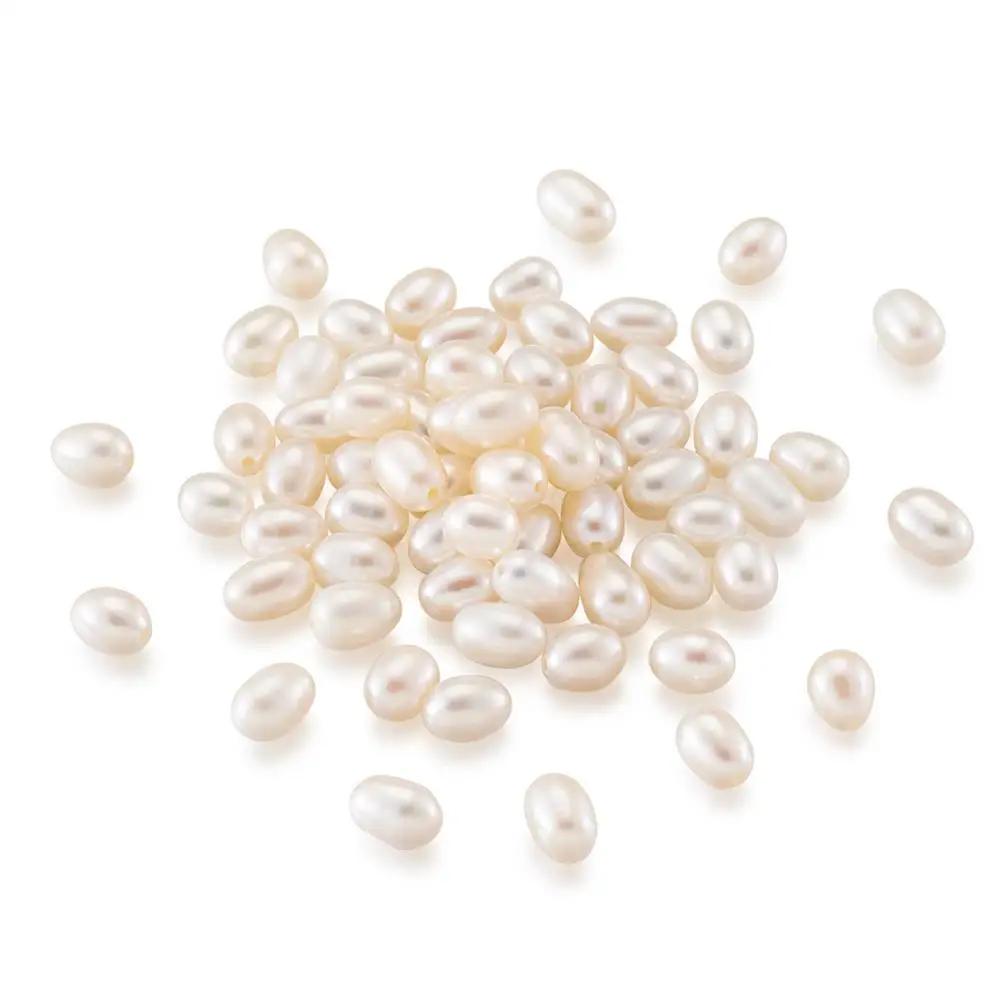 

100pcs White Natural Cultured Freshwater Pearl Beads 4~5mm Drop Shape Grade AA Half Drilled Hole for jewelry making Accessories