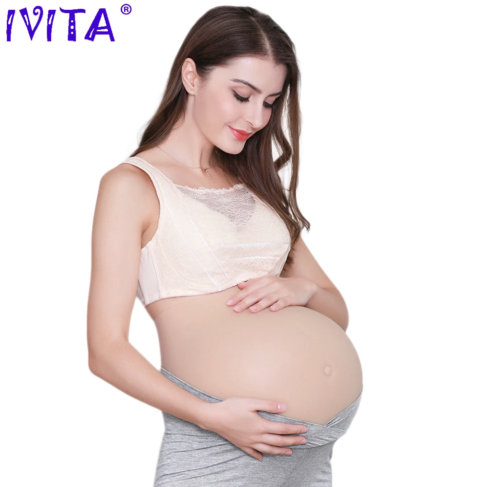 IVITA 100% Artificial Silicone Fake Pregnant Soft Belly Realistic Silicone Pregnancy Jelly Belly For Crossdresser Unisex Cosplay