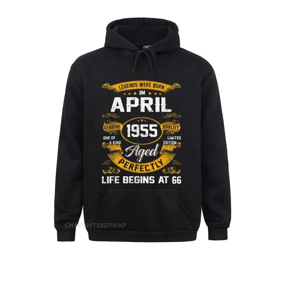 

Legends Were Born In April 1955 66th Birthday Hooded Pullover Sweatshirts For Men Long Sleeve Outdoor Hoodies Newest Hoods Party