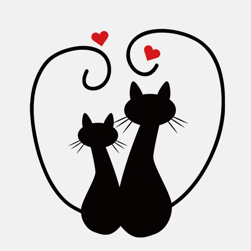 Fuzhen Boutique Decals Exterior Accessories Cute Two Cats Love Heart Cat PVC Motorcycle Car Sticker