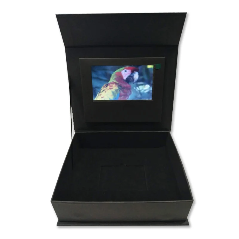 Promotional 5 Inch LCD TFT Screen Video Box Paper Material 28*18*5.6CM For Credit Card Packaging