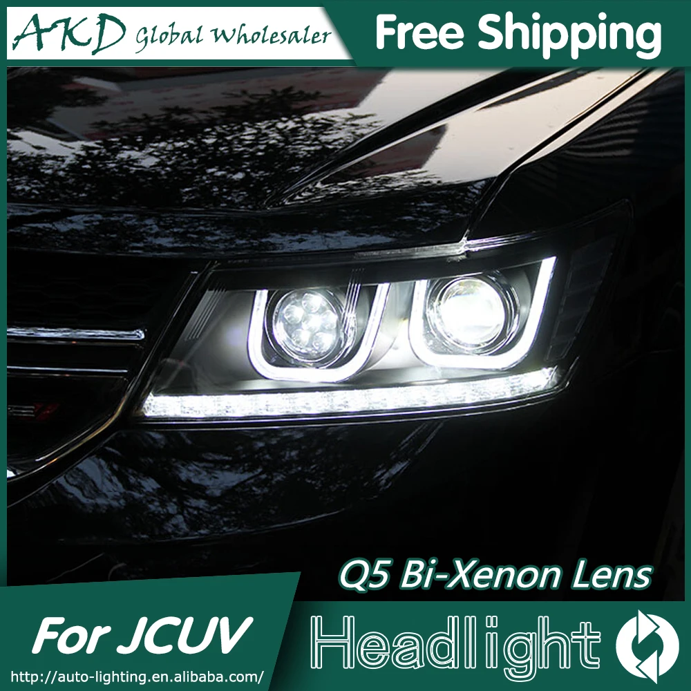 AKD Car for Fiat Freemont Headlights 2012-2015 Dodge Journey JCUV LED Headlight DRL Bi Xenon Lens High Low Beam Parking Fog Lamp