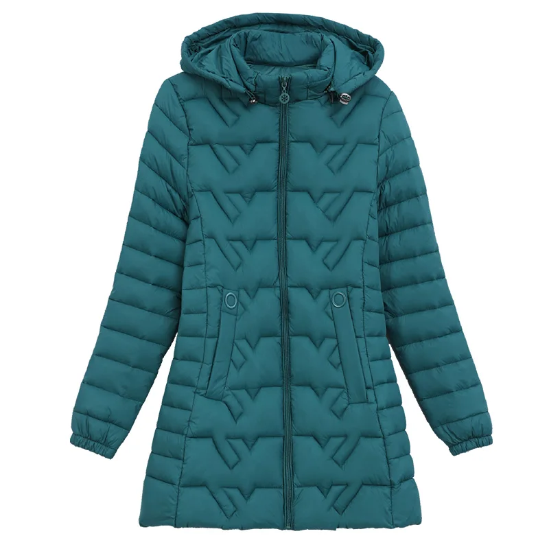 가을 겨울 파카 여성 다운 코튼 자켓 새로운 후드 미드 롱 코트 중년 여성 코튼 패딩 겉옷 패션