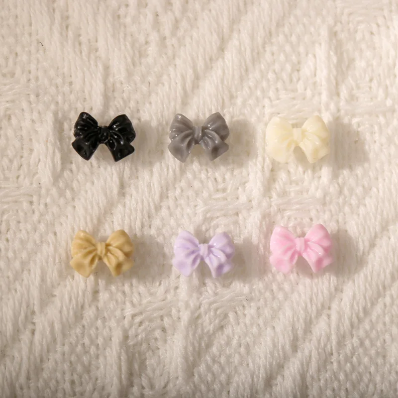 6x8mm Resin Bow Knot Nail Art Decoration Three-Dimensional Matte Color Bow Tie 3D Fingernail DIY Jewelry Accessories 30/100PCS