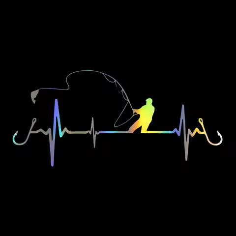 Car Sticker 3D Heartbeat Fishing Car Styling Funny Decorative Sticker Funny Decal Motorcycle Car Styling 16.7CM*7.7CM