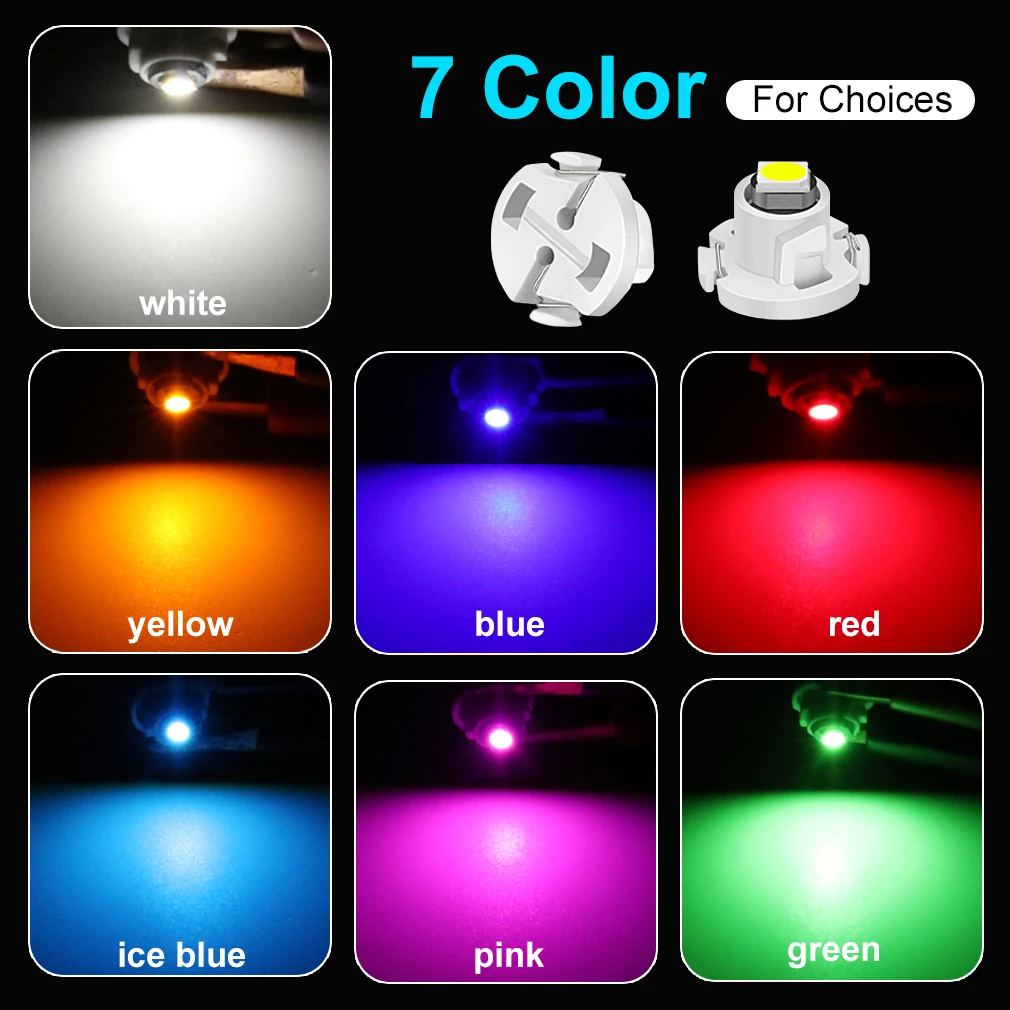 10x T5 T3 T4.2 T4.7 LED Car light Bulb Luces LED Para Auto Interior Side light Instrument Lamp Dashboard Indicator Light  12V