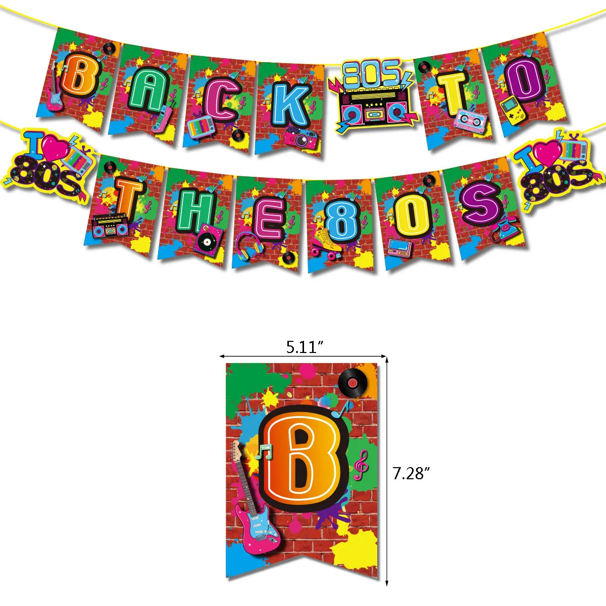 I Love 80s 90s Balloons Rock Roller Skates Boombox Music Happy Birthday Banner Party Cake Topper Decor 80 90 Years Retro Ballons