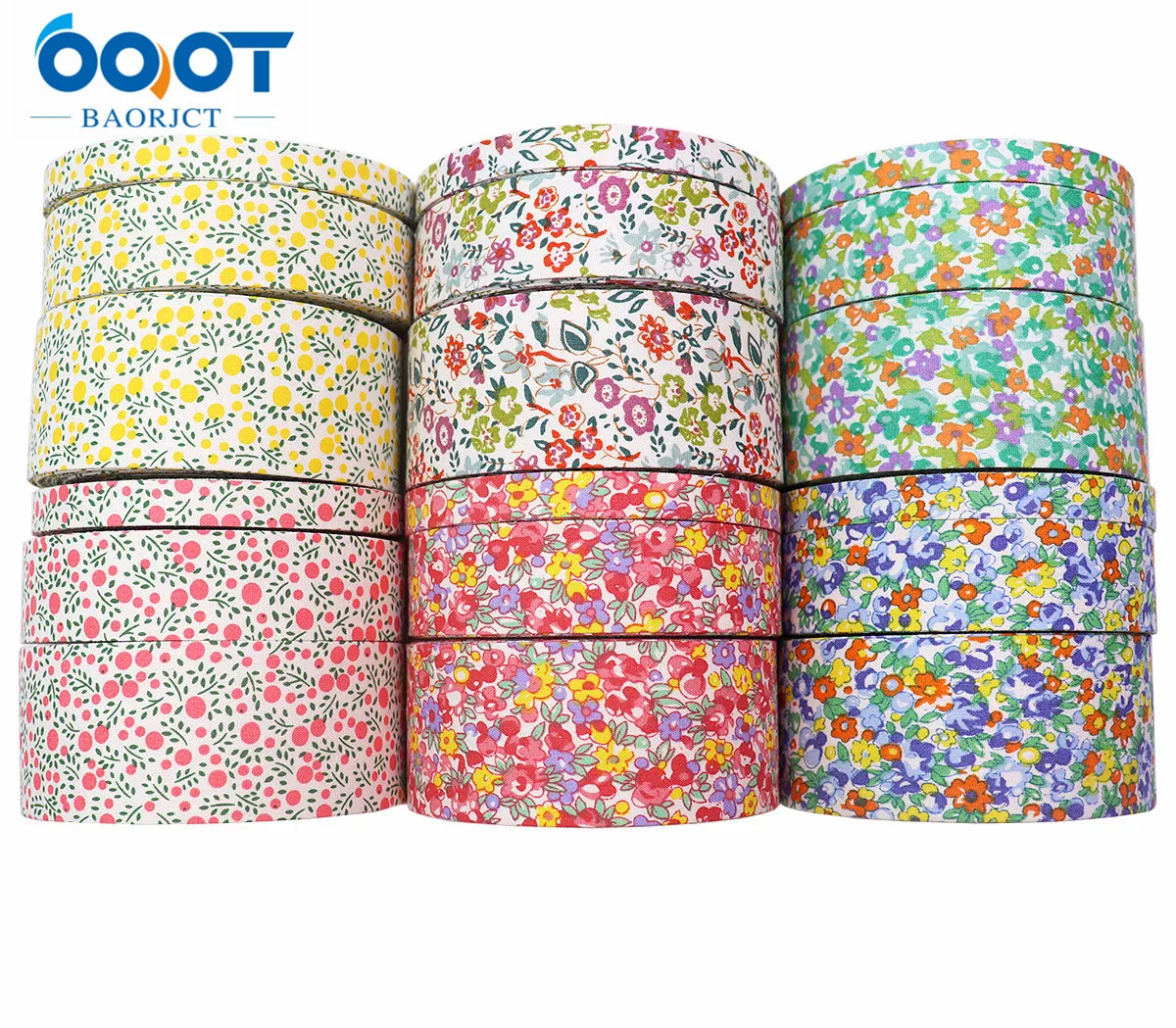 Double-Sided Flowers Cloth Ribbons 5 Yards M-21623-905 38MM DIY Crafts Hairclip Apparel Accessories and Sewing Decorations