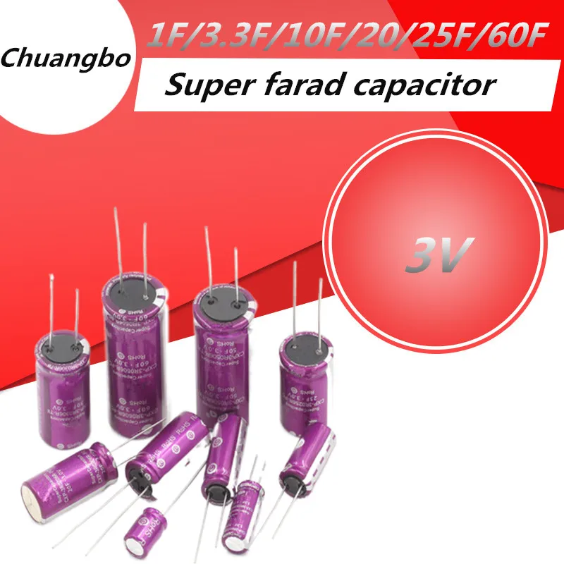 3.0V CDA 3V Farad capacitors 1F 2F 3.3F 5F 7F 10F 15F 18F 20F 25F 30F 50F 60F 100F 120F Super Capacitor