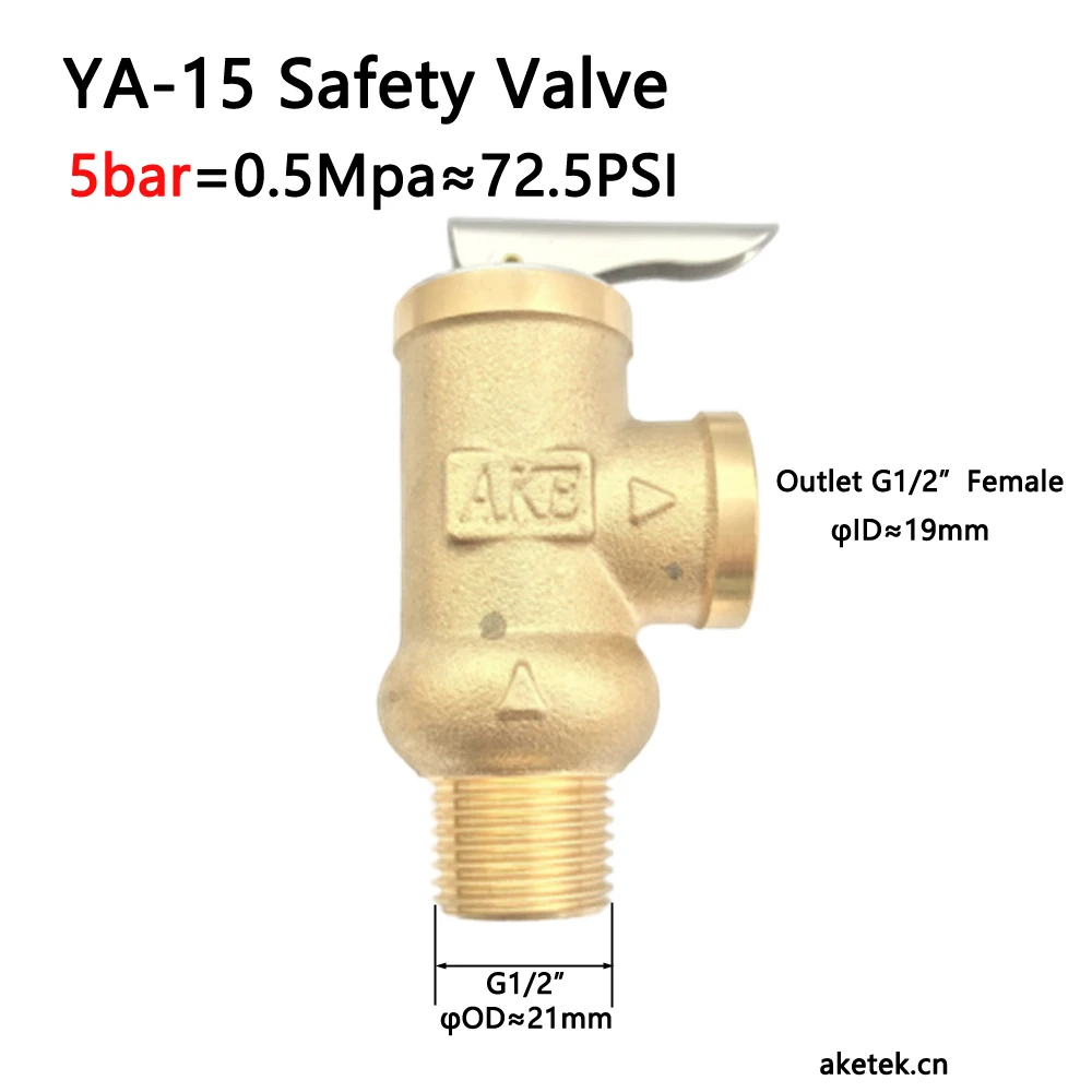 5Bar Pressure Relief Valve 0.5Mpa Safety Valve YA-15 DN15 G1/2