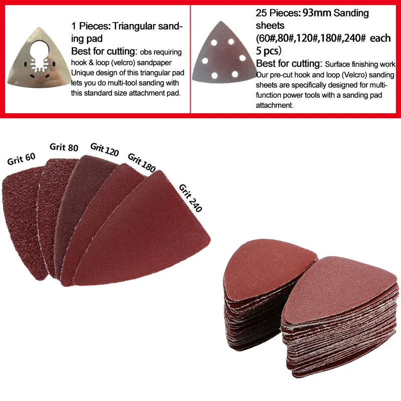 Quick Release Finger Sanding Pad Triangle Delta Sanding Paper Hook Loop Sandpaper Disc Abrasive Tools for cutting polishing