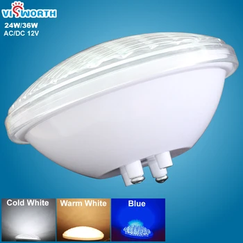 Par56 Yüzme havuz ışığı AC/DC12V ~ 24 V Spot 24 W 36 W Çeşmesi Ampul IP68 Su Geçirmez Sualtı Açık işık Sıcak Soğuk Beyaz