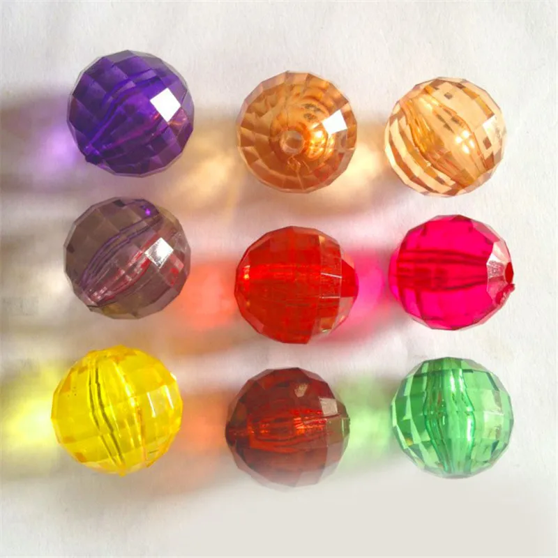 Colorful Acrylic Faceted Round Earth Ball Beads 6mm 8mm 10mm 12mm 14mm 16mm 18mm 20mm  Plastic Jewelry Necklace Bracelet Beading