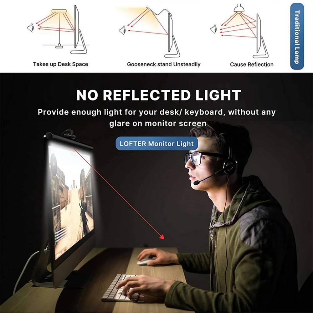 

LED Light Dimmable USB Desk Lamps Monitor Laptop Screen Light Bar LED Desktop Table Lamp Eye Protection Reading Lamp