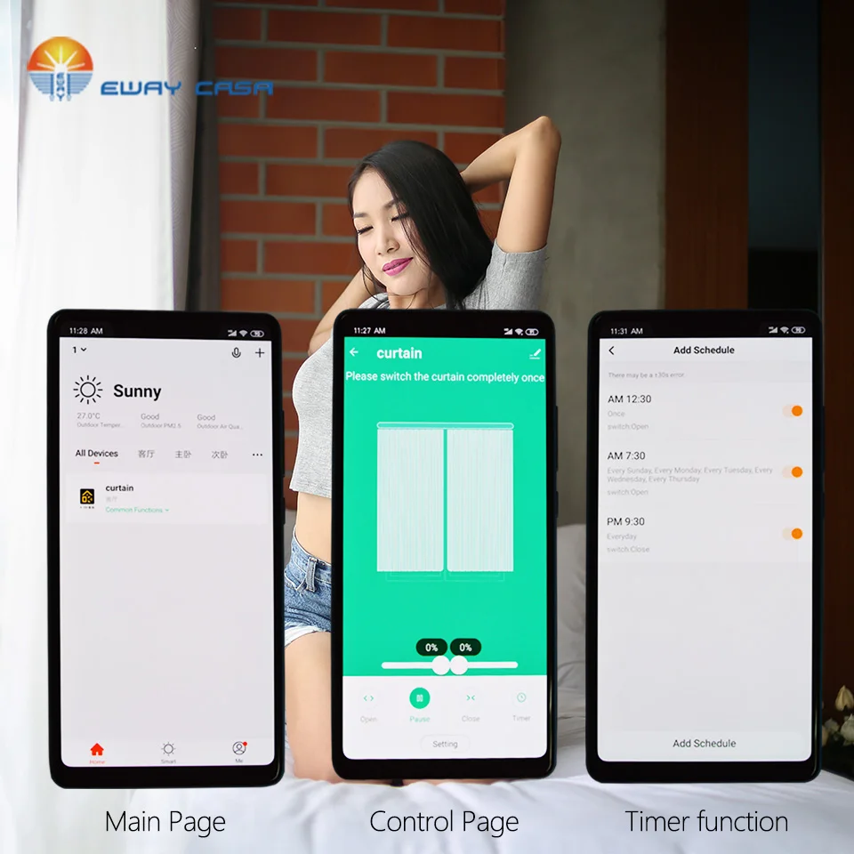 Imagem -02 - Eway Casa Alexa & Google Casa Tuya wi fi Inteligente Cortina Trilha Cortina Trilho Elétrico Automático Casa Inteligente Cm_dstuya_track1.2n