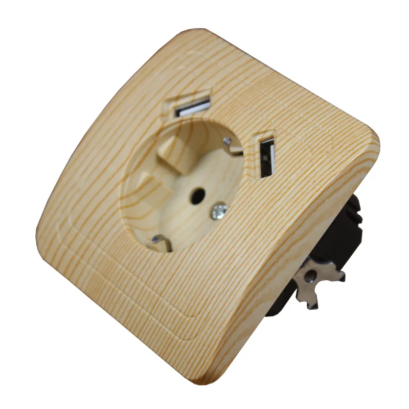 USB Wall Socket Free shipping Double USB Port 5V 2A Usb wood tree color pared outlet electrique outlet usb murale steckdose B001