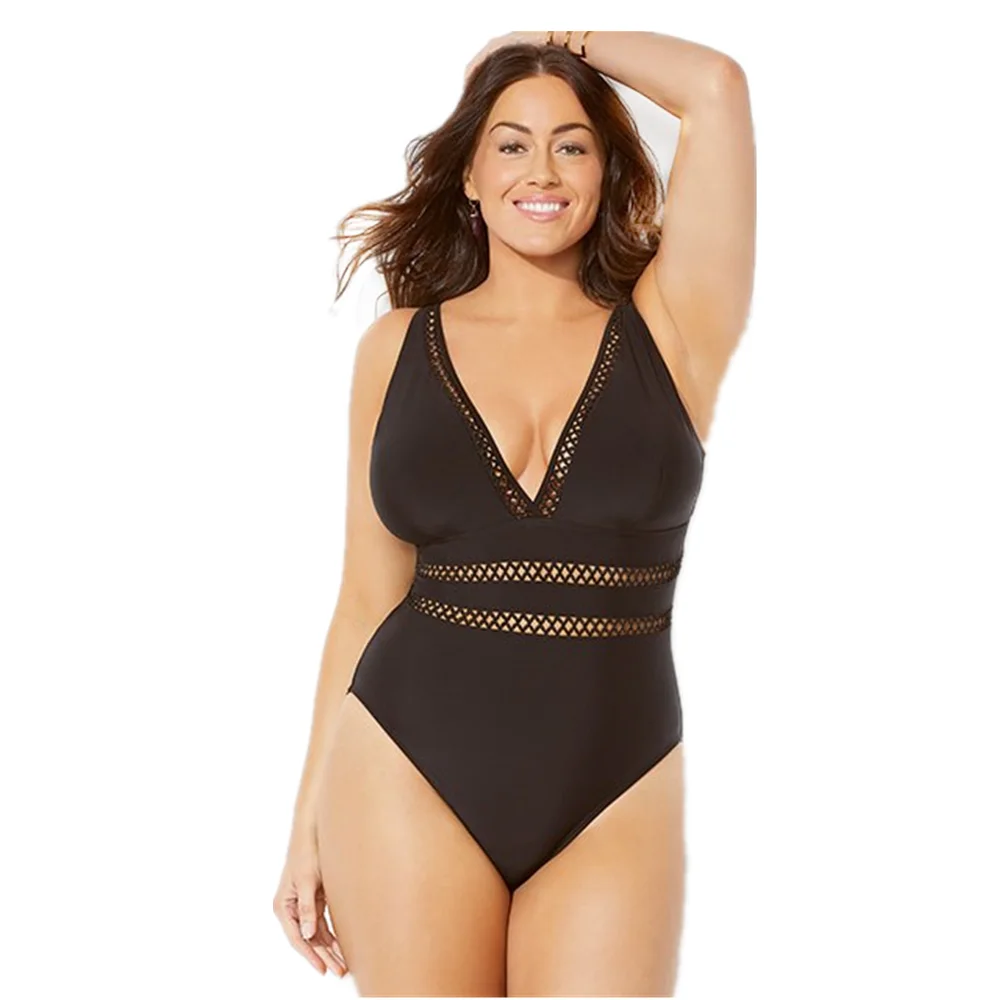 Women\'s Swimsuit Plus Size One-piece Swim suits Female Fused Large Black Swimwear for Big Breasts Woman Chubby Swimming Suit 8XL