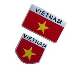 Vietnam Flag Red Gold Star Badge Thin Aluminium Label Emblem Chrome Car Styling Sticker National Flag Shield Decal for BMW