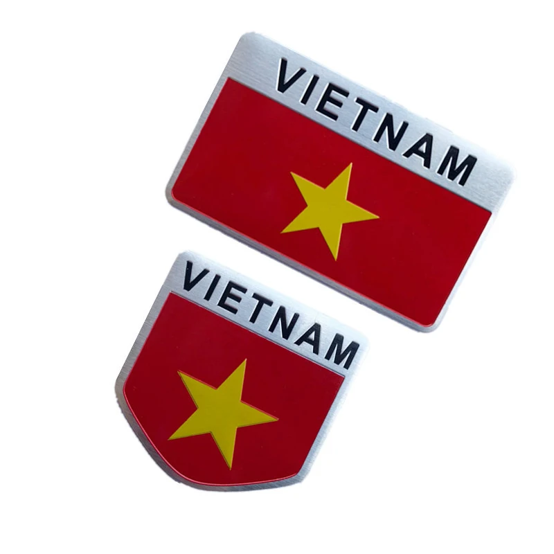 Vietnam Flag Red Gold Star Badge Thin Aluminium Label Emblem Chrome Car Styling Sticker National Flag Shield Decal for BMW