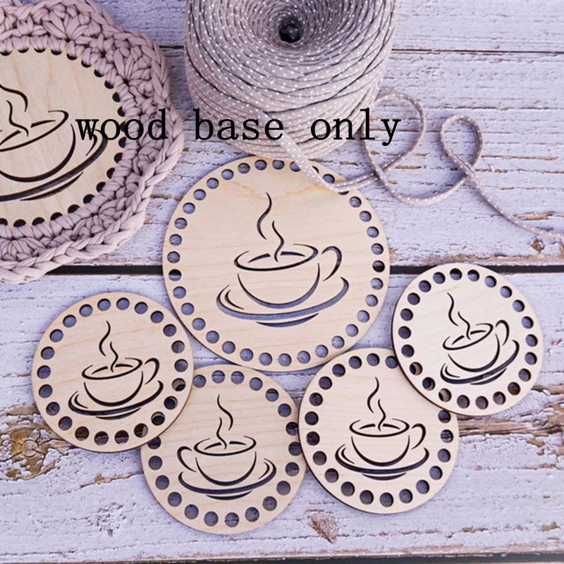 10pcs  Round Base Wooden Bottom for crochet coasters and trivets Crochet Wooden base with holes DIY crochet for Basket Making