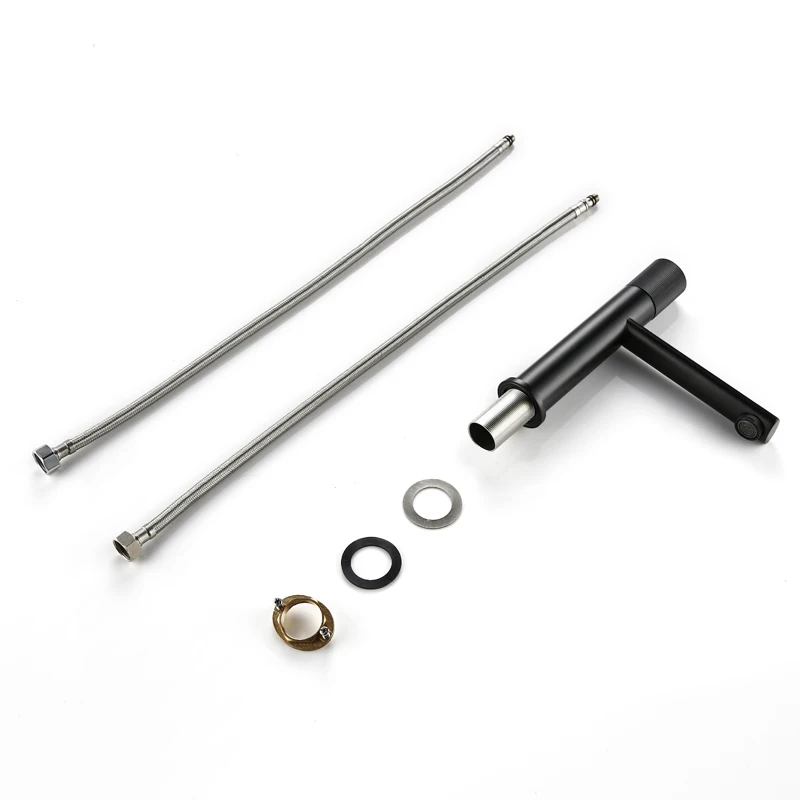 Imagem -03 - Smesiteli Torneira Curta de Latão Torneira Pia de Banheiro Preta Água Fria e Quente Torneira Montada no Gabinete de Alta Qualidade