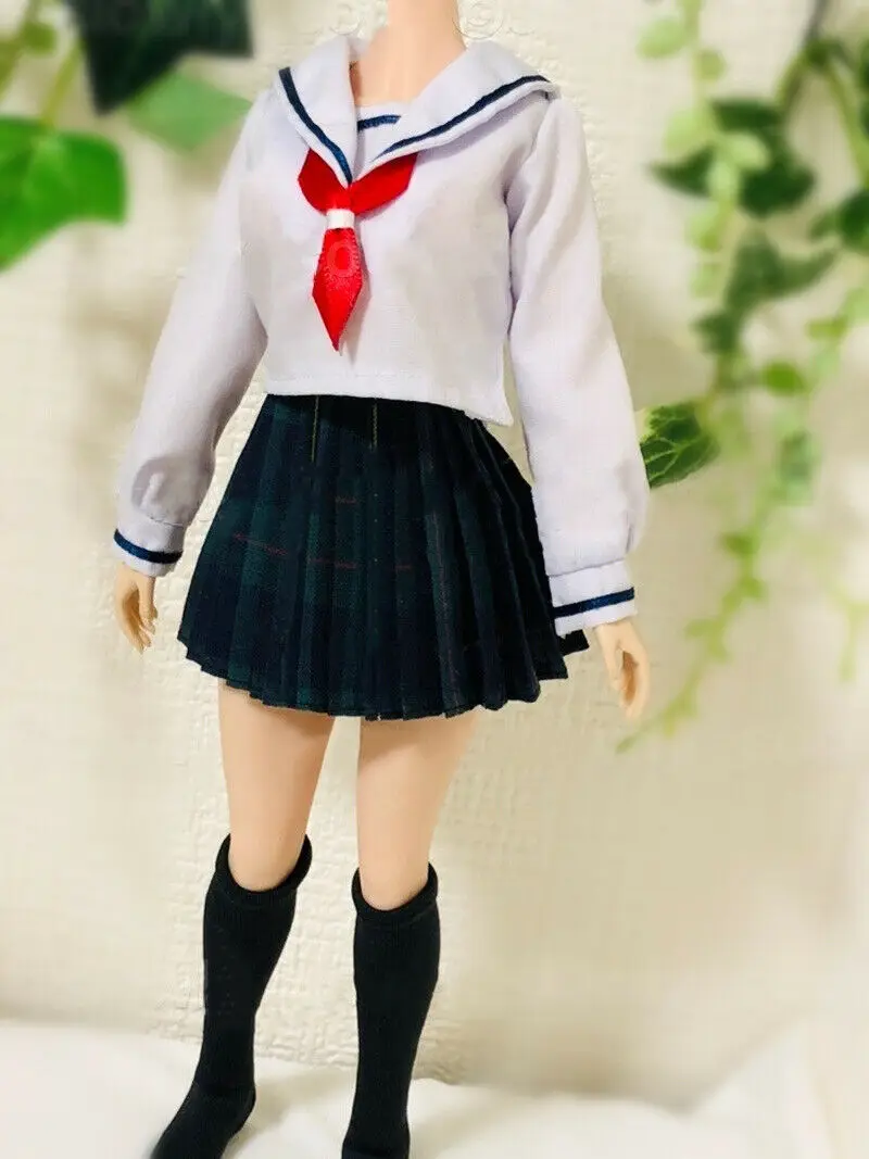 

Матросский костюм PL217 по индивидуальному заказу, рубашка с длинным рукавом, зеленая клетчатая плиссированная юбка, масштаб 1/6