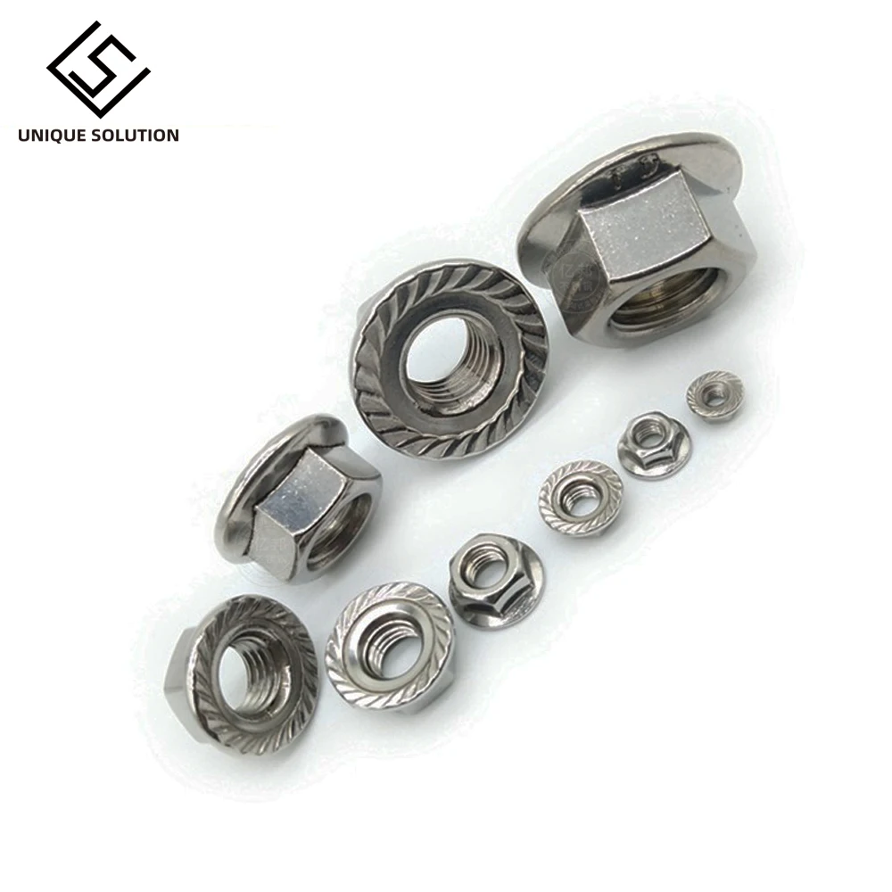 304 нержавеющие зубчатые фланцевые гайки A2-70 м3/4/5/6...18 DIN6923