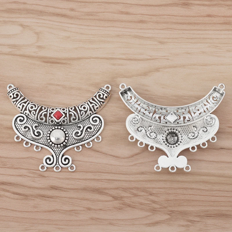 5 Pieces Large Ethnic Chandelier Connector Charms Pendants for Necklace Jewellery Making Findings 64x40mm