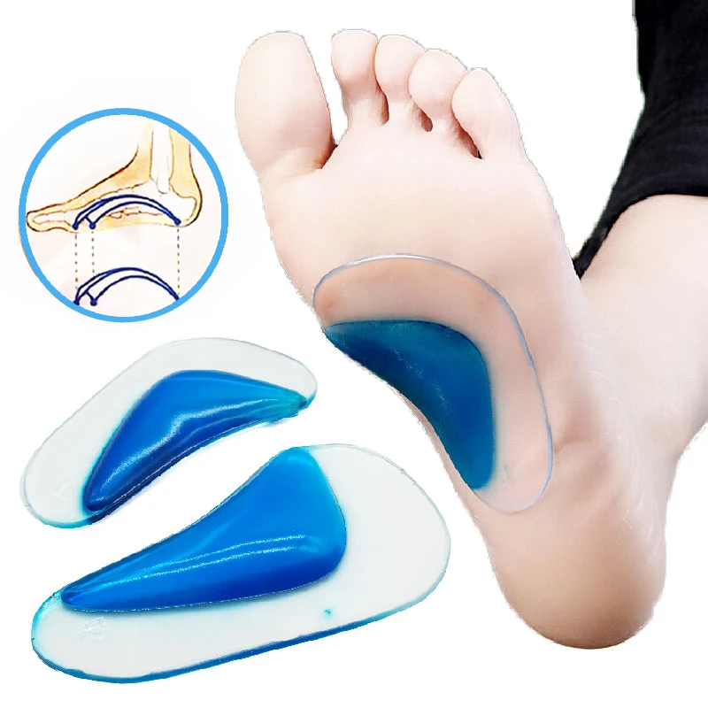 1Pair Professional Arch Orthotic Support Insole Foot Plate Flatfoot Corrector Shoe Cushion Foot Care Insert Insoles Silicone Gel