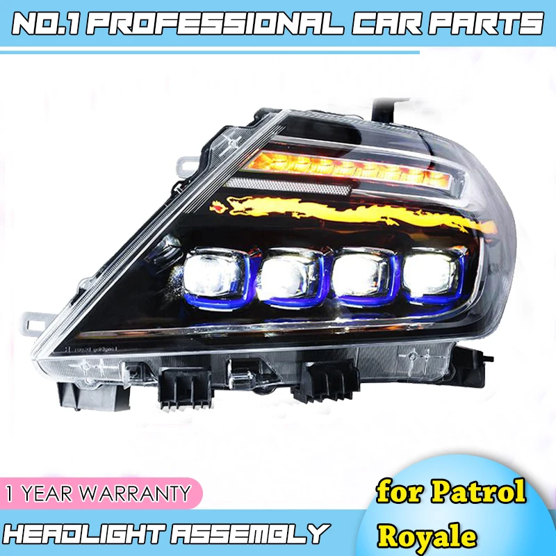 car accessories 2010-2016 Headlight For NISSAN Patrol Royale LED HeadLighT xenon lens LED car light Chinese Dragon Edition