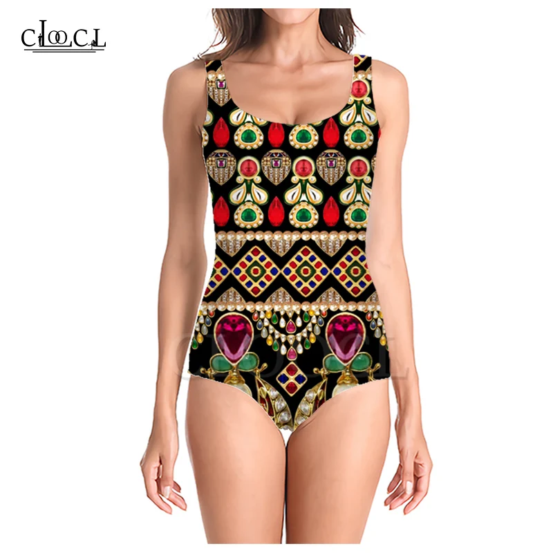 

CLOOCL Newest Retro Geometric Patterns 3D Print Girls One-piece Summer Bathing Suit Sleeveless Slim Sexy Women Fashion Swimsuit