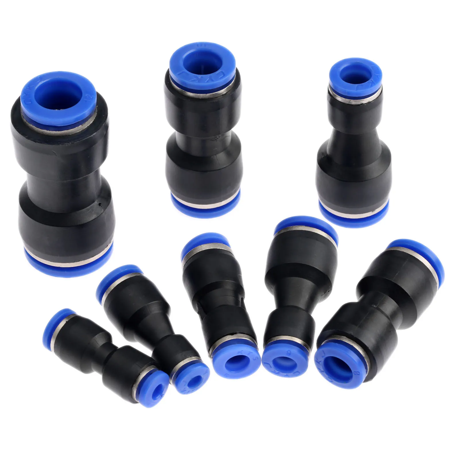 5Pc 2 Ways Pneumatic Fittings Push In Straight Reducer Connectors For Air Vacuum Water Hose Plastic Pneumatic Parts 8 Size