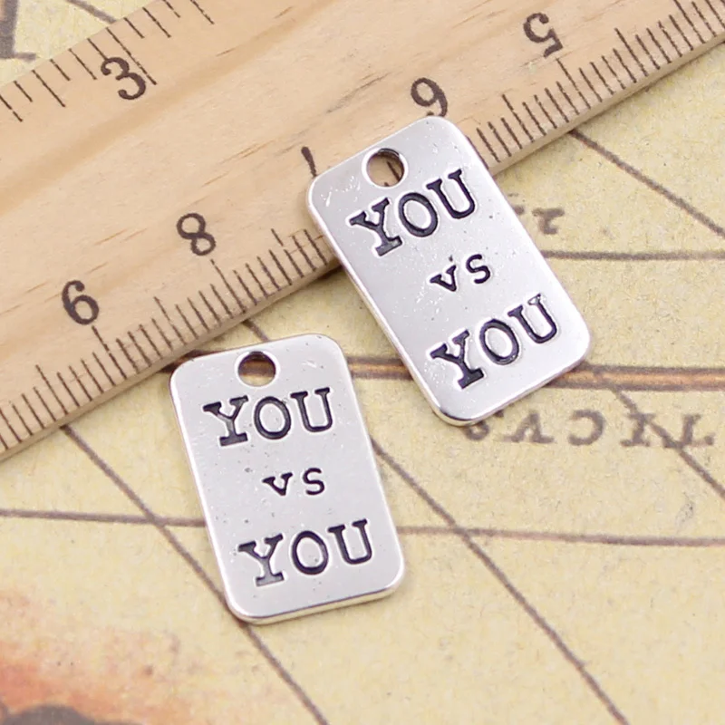 20pcs Charms Plates You Versus You 21x13mm Tibetan Silver Color Jewelry Antique Pendants DIY Craft Handmade Making