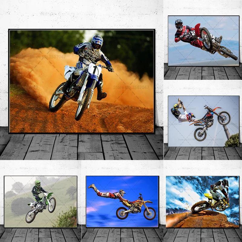 Freestyle Moto Cross Racing Poster Motocross Canvas Painting Posters and Prints Wall Art for Living Room Home Decor No Frame