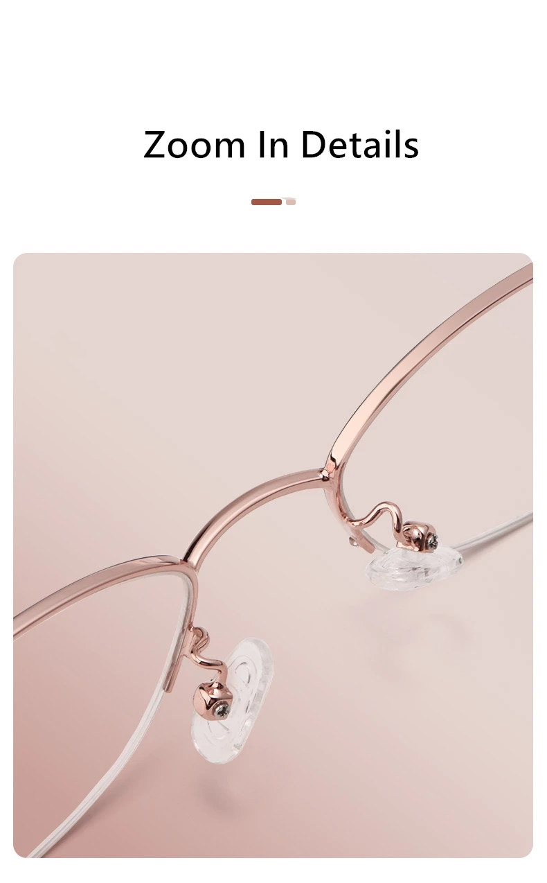 YIMARUILI Mode Ultra Licht Legierung Halb Rahmen Gläser Myopie Und Hyperopie Optische Brillen Rahmen Frauen 8020Z – Detail 2