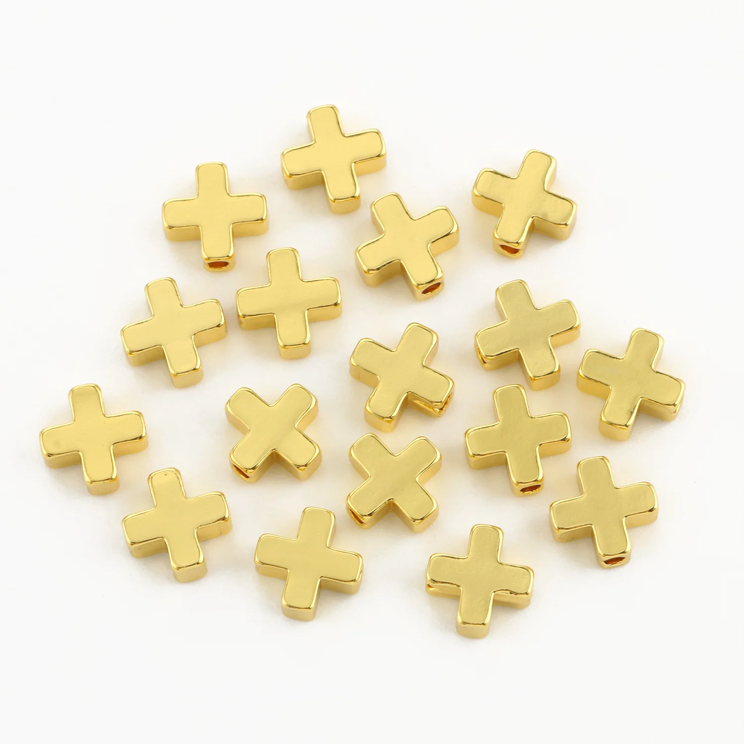10pcs 6mm 8mm Alloy Cross Spacer Gold Color Silver Color Plated Beads Charms DIY Bracelet Necklace Handmade Jewelry Accessory