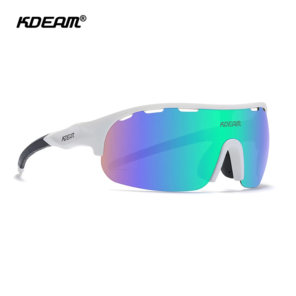 

KDEAM Polarized Sport Sunglasses One Piece UV400 Mirror Goggles TR90 Unbreakable Frame 1.2mm Thickness Lens With Free Box