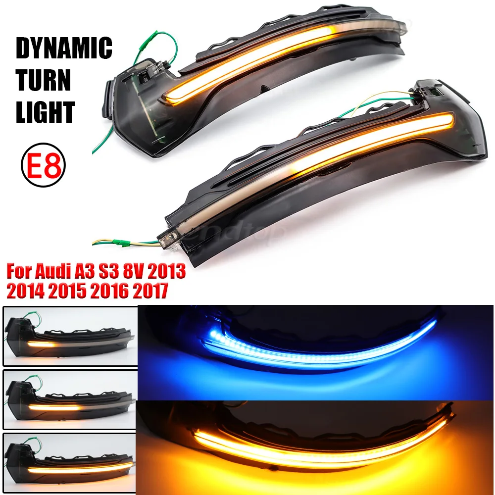 2pcs For Audi A3 8V S3 RS3 8V 2013 -2020 Dynamic LED Turn Signal Light Sequential Scroll Side Mirror Lamp Indicator Blinker