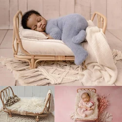 Recém nascido fotografia prop cama artesanal bebê boneca rattan cesta de bambu bebê bebe newborn fotografia adereços accessorie studio