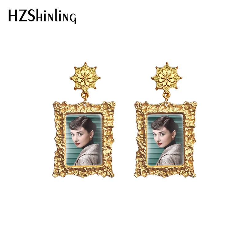 2020 New Audrey Hepburn Earring Vintage Drop Earrings Retro Mandala Charm Art Printed Glass Dome Jewelry