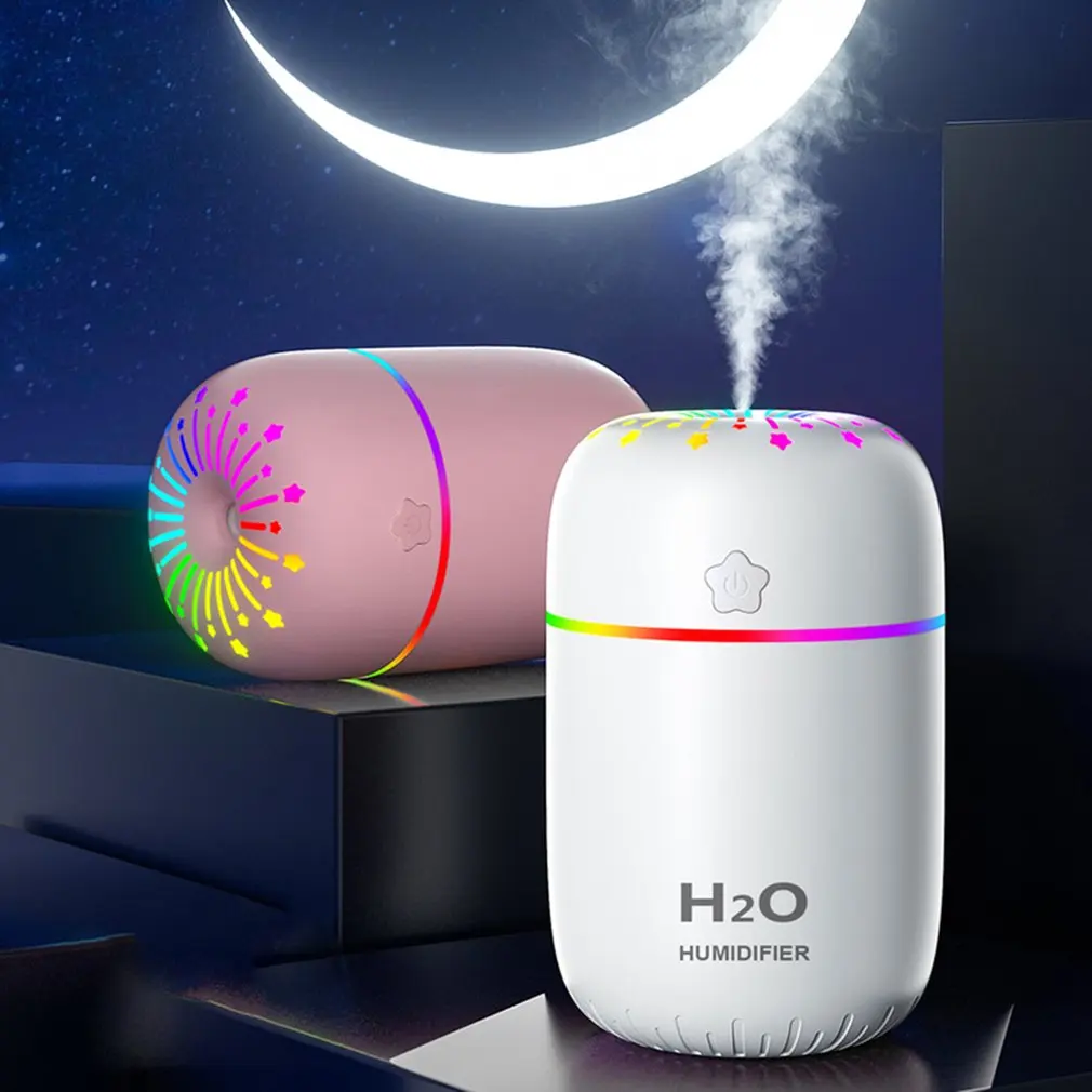 Humidificateur d'aromathérapie à lumière colorée pour la maison et la voiture, USB, intelligent, grande capacité, 300ml