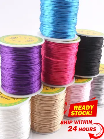 Cuerda de seda satinada de 1mm y 80m, cordón de nailon, accesorios coloridos para mordedor de bebé, collar de dentición, cordón de cola de rata, herramienta DIY, juguetes para bebé, 1 ud.