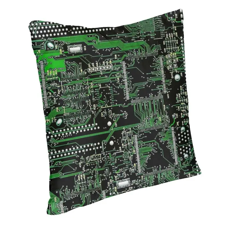 Computer Motherboard Circuit Board Cushion Cover 45x45 Home Decorative Geek Programmer Tech Throw Pillow For Living Room