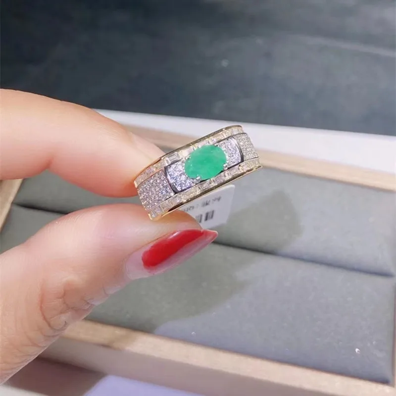 

Jewelry Emerald Ring for Daily Wear Natural Emerald Silver Ring Solid 925 Silver Emerald Jewelry 5*7mm