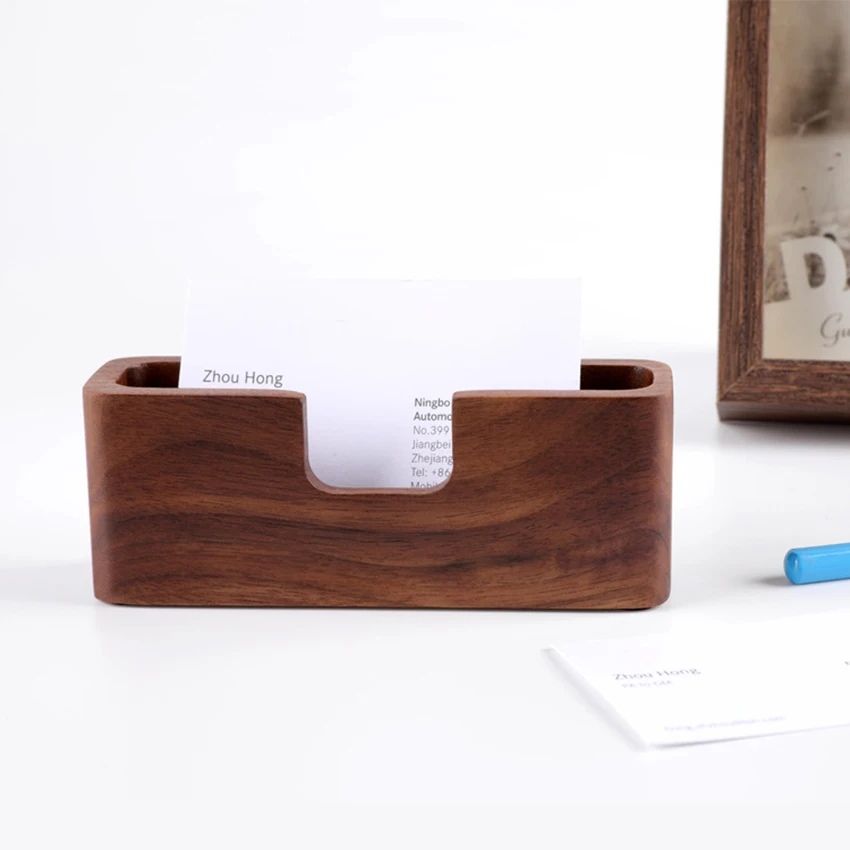 Professional Storage Filing Box Practical Single Compartment Wood Tables Organizer Business Case Desk Card Display Holder Office