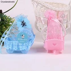 12pcs Birthday Baby Shower Party Favor Yarn Basket Candy Box with Lace ribbon DIY Bear Pattern Christening Boy Girl Gift